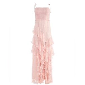 Alice and Olivia Jocelyn Lace Ruffle Maxi Dress